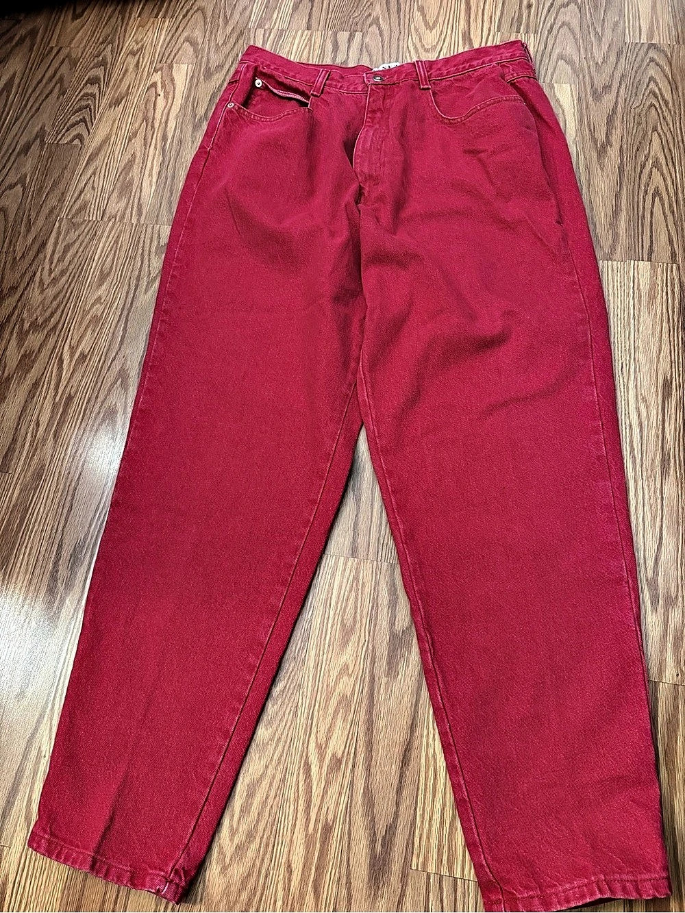 Vintage Venezia Jeans Red High Rise Mom / Tapered Leg Denim Size 18 Made in USA
